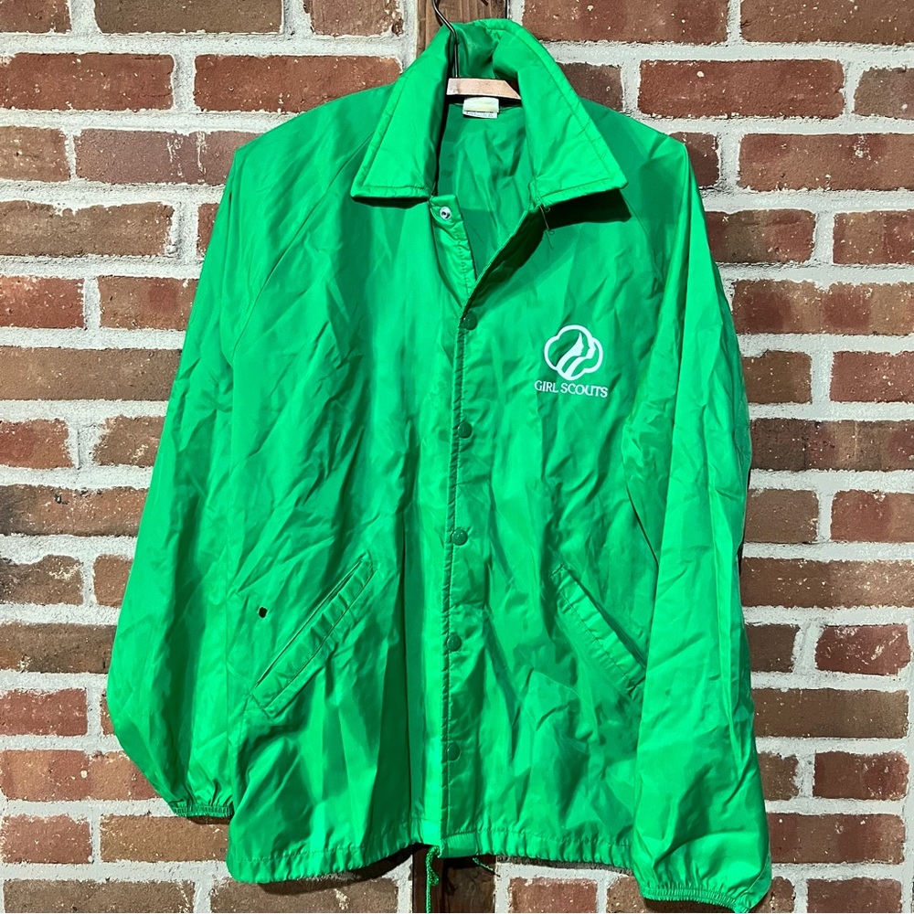 Girl Scouts Vtg Authentic 1980's USA Lined Nylon Windbreaker Sz M Jacket - Picture 1 of 10